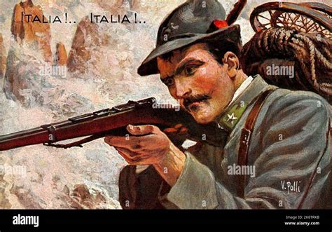 Ca Italia Una Postal Militar Italiano Soldado Alpino En Guerra