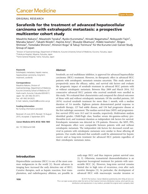 Pdf Sorafenib For The Treatment Of Advanced Hepatocellular Carcinoma