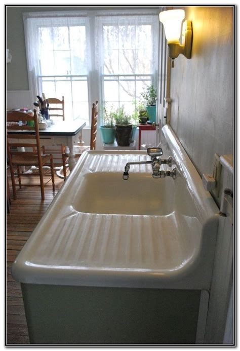 White Porcelain Kitchen Sink With Drainboard - Sink And Faucets : Home ...