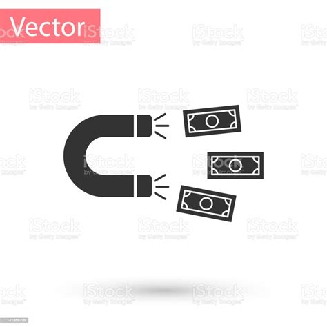 흰색 배경에 고립 된 돈 아이콘 회색 자석 투자 유치의 개념 돈 큰 비즈니스 이익 매력과 성공 벡터 일러스트 개념에 대한 스톡