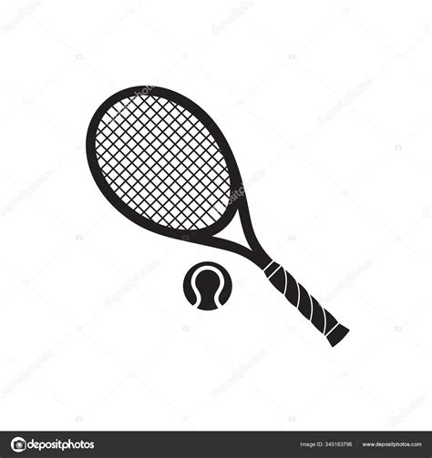 Tennis Racket With Ball Sign Icon Template Black Color Editable Tennis