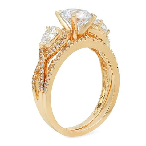 Clara Pucci 18k Yellow Gold Round Cut 1ct Synthetic White Sapphire