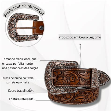 Cinto Feminino Pyramid Country Brilho E Strass Badana