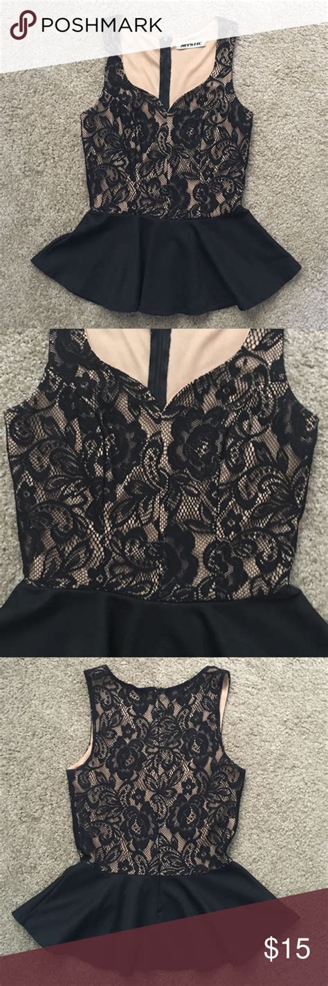 Black Lace Peplum Top Sweetheart Neckline