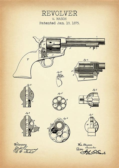 REVOLVER vintage patent Digital Art by Dennson Creative - Pixels