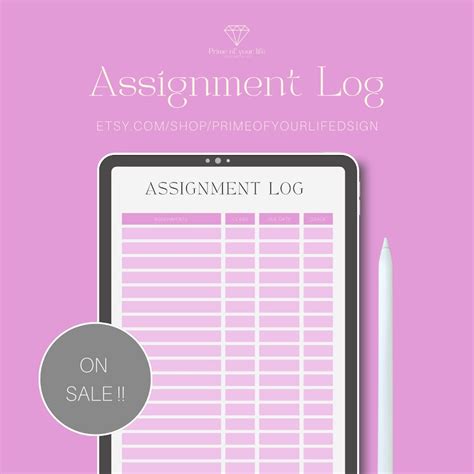 Assignment Log Planner Instant Download Assignment Tracker