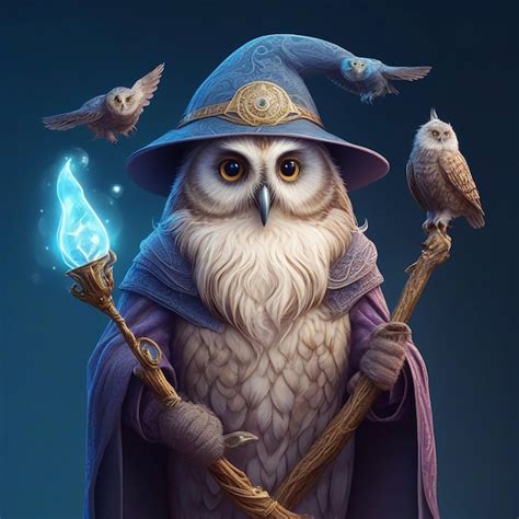 Premium Photo Old Wise Mystical Wizard Owl Ai Generative Illustration