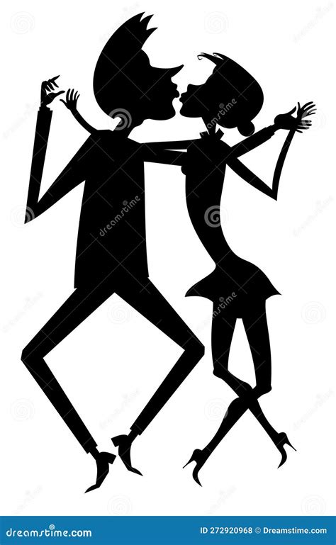 Romantic Dancing Young Couple. Art Silhouette Stock Vector - Illustration of clothing, samba ...