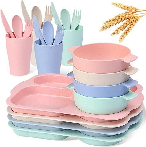 Amazon YKMUHOYNK Wheat Straw Dinnerware Sets 24 Piece Upgrade