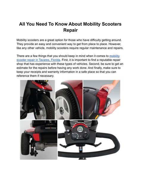 Ppt All You Need To Know About Mobility Scooters Repair Powerpoint