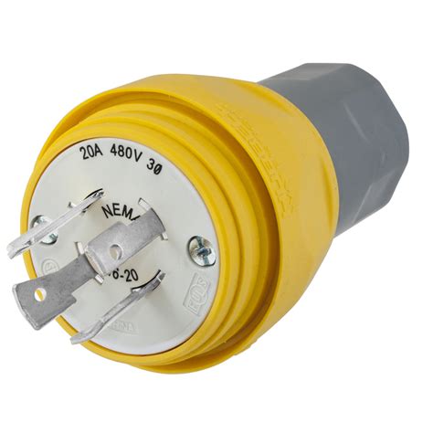 Watertight Devices Twist Lock Plug 20A 3 Phase 480V AC 3 Pole 4