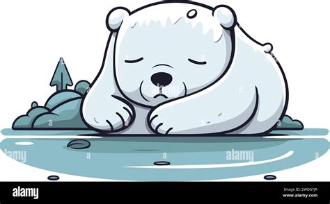 Polar Bear Sleeping On The Ice Cute Cartoon Vector Illustration Stock Vector Image And Art Alamy