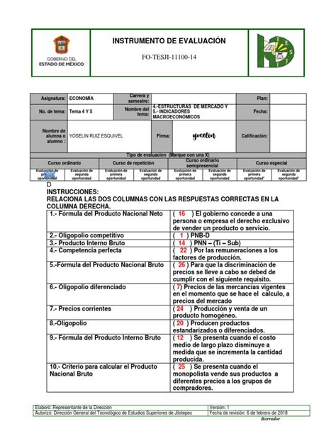 Fo Tesji 11100 14 Instrumento De Evaluación Pdf Monopolio Precios