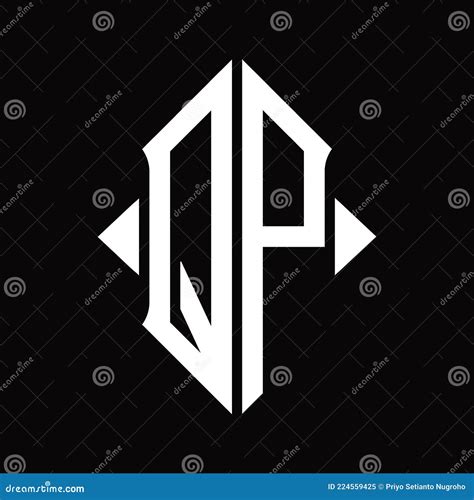 Qp Logo Monogram With Shield Shape Isolated Design Template Stock