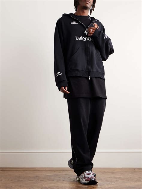 Balenciaga Soccer Oversized Logo Detailed Cotton Jersey Zip Up