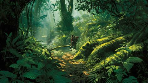 Image Of Sunlight Filters Through A Dense Jungle Canopy Creating A