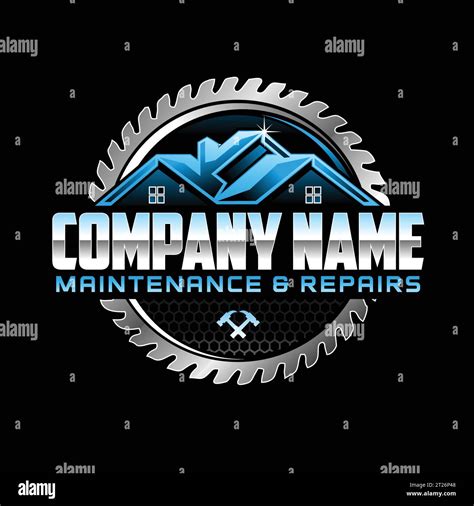 Property Maintenance Logo Design On Black Background Stock Vector Image