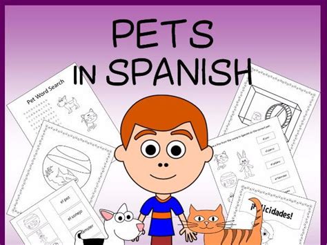 Spanish Pets Vocabulary Sheets Worksheets Matching And Bingo Games