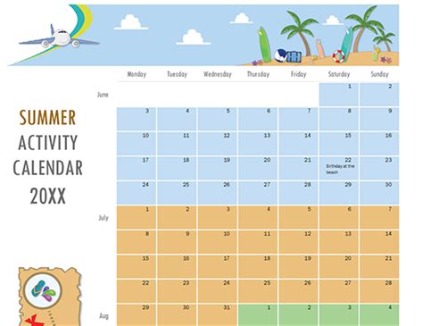 Printable Summer Calendar