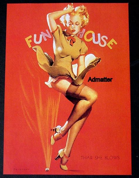 Gil Elvgren Pin Up Girl 2 Sided Poster Fencer In Lingerie And Thar She Blows Contemporary 1970