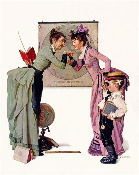 First Day Of School By Norman Rockwell Paper Print Norman