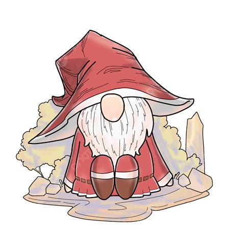 Sitting Red Gnome Gnome Red Sitting Png Transparent Clipart Image