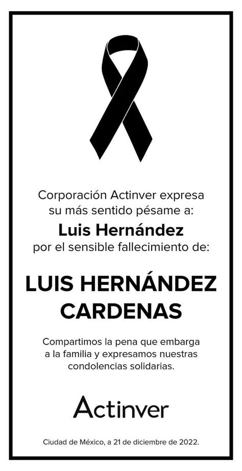 Señor Luis Hernández Cardenas Obituario Esquela