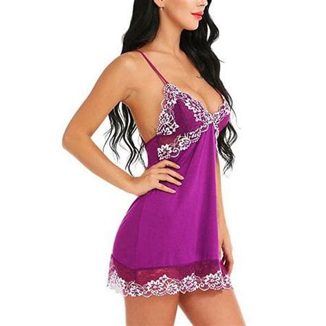 Sinhoon Womens Sexy Satin Lingerie Sleepwear Night Gown Babydoll Dress