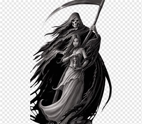 Reaper And Woman Holding Hourglass Digital Death Fairy Goth Subculture Gothic Art Vampire