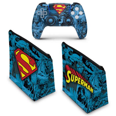 Kit Capa Case E Skin Ps Controle Superman Comics Pop Arte Skins