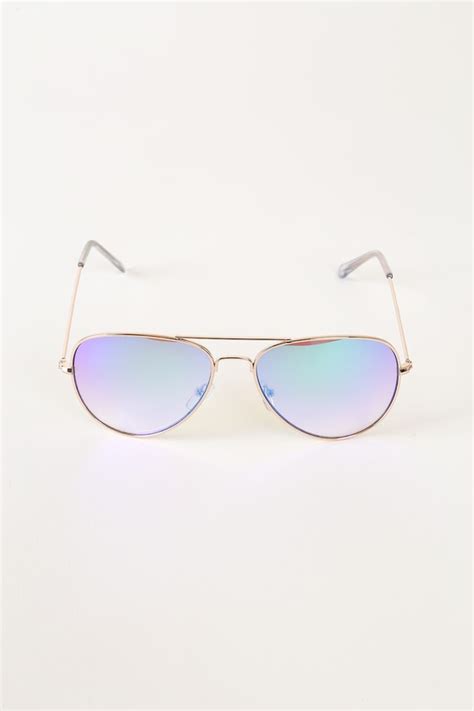 Gold and Blue Mirrored Aviator Sunglasses - Aviators - Sunnies - Lulus