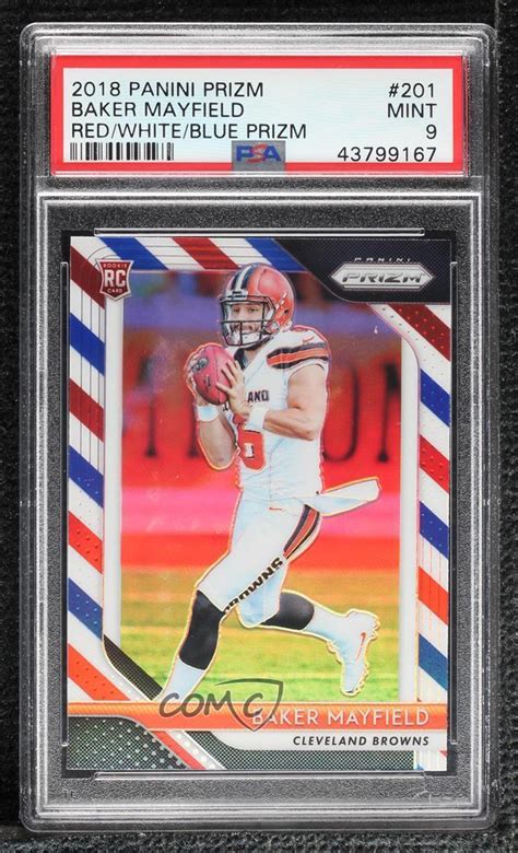 2018 Panini Prizm Rookie Red White And Blue Prizm 201 Baker Mayfield