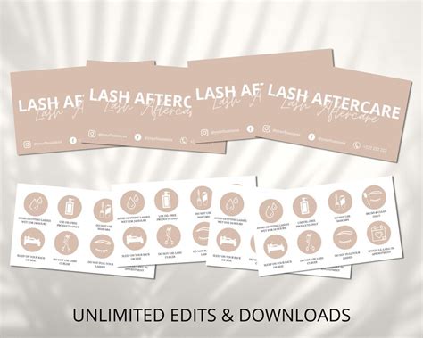 Lash Aftercare Card Template Printable Eyelash Care Cards Etsy