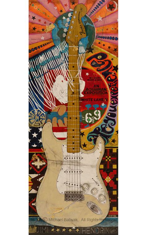 Original painting of Jimi Hendrix Guitar Woodstock Stratocaster art