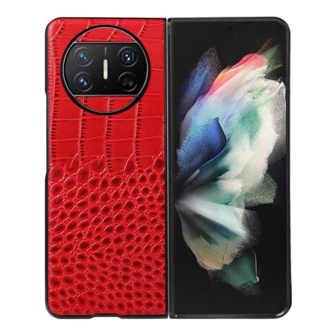 Para Huawei Mate X Cocodrilo Capa Superior Funda De Cuero De Vaca Para