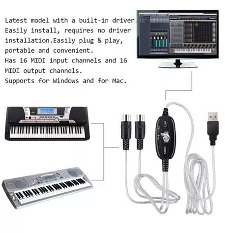 Usb Midi In Out Interfaz Cable Pc Para Música Teclado Envío gratis