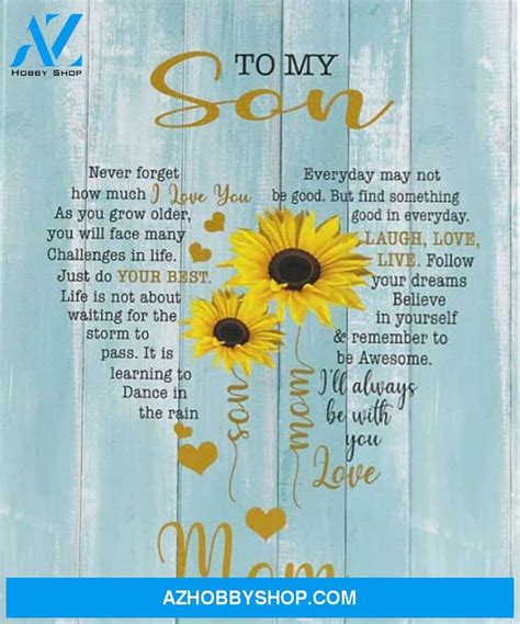 Son Canvas To My Son Never Forget How Much I Love You Mom Sunflower