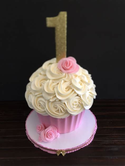 Pink Gold And White Smash Cake First Birthday Cakes Baby Birthday