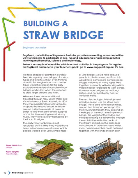 straw bridge - Australian Science Teachers Association