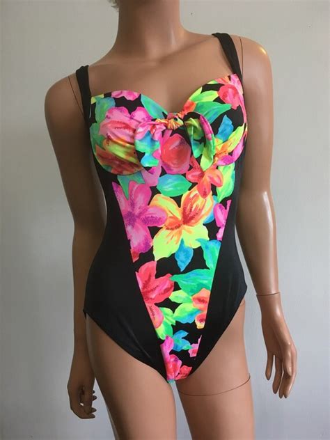 1990s Swimsuit 90s High Cut Swimsuit Bright Swimsuit … Gem