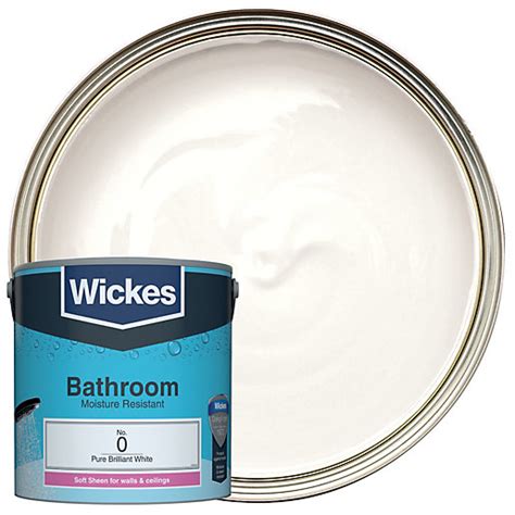 Wickes Pure Brilliant White - No. 0 Bathroom Soft Sheen Emulsion Paint ...