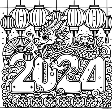 Coloriage Nouvel An Chinois Dragon Enfants Jecolorie