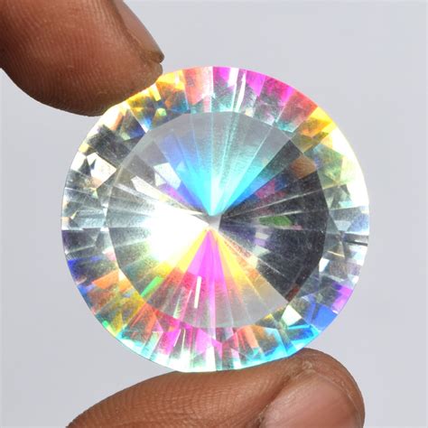 White Mystic Topaz 6100 Ct Round Cut Faceted Loose Gemstone Etsy