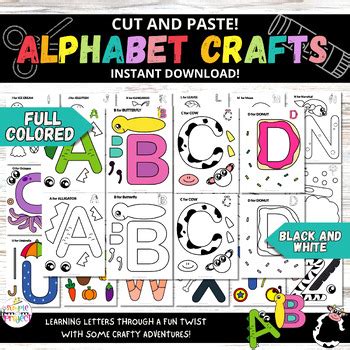 Alphabet Cut And Paste Craft Template Bundle By Simple Mom Project