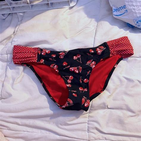 CHERRY BIKINI BOTTOMS SIZE SMALL Medium Coverage Depop