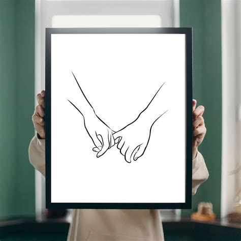 Holding Hands Minimalist Print Printable Wall Art Friendship Etsy