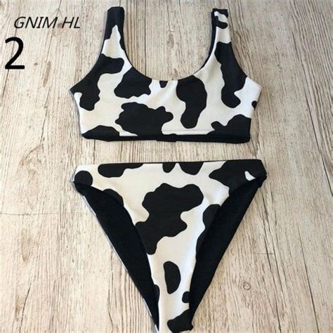 Sexy Bikini Mujer 2019 New Cow Print Swimsuit Women Two Pieces Push Up