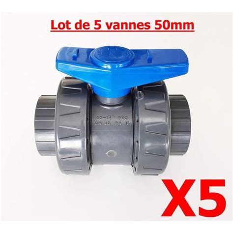 Lot de 5 vannes INTERPLAST modèle 2020 à coller 50mm 1 1 2 double union