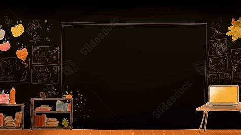 Blackboard Chalk On Empty Mathematics Blackboard With Yellow Powerpoint ...