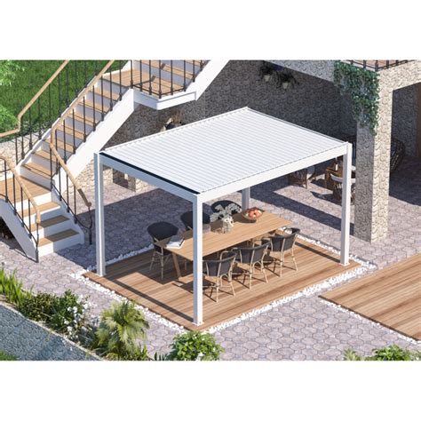 Pergola bioclimatique autoportée Océo Zephir 3x4 M en aluminium